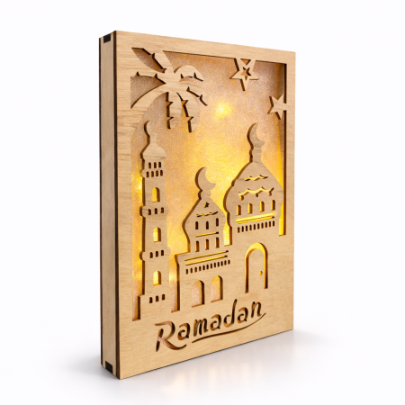 لوحة رمضان خشبية مضيئة