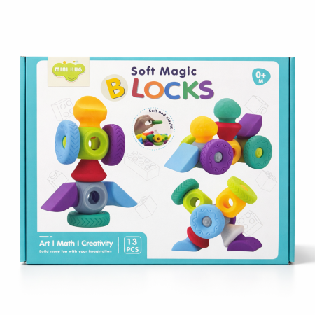 مكعبات السيليكون الآمن للأطفال(13 قطعة) – Soft Magic Blocks