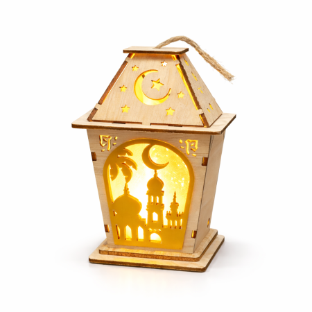 فانوس رمضان خشبي مضيء