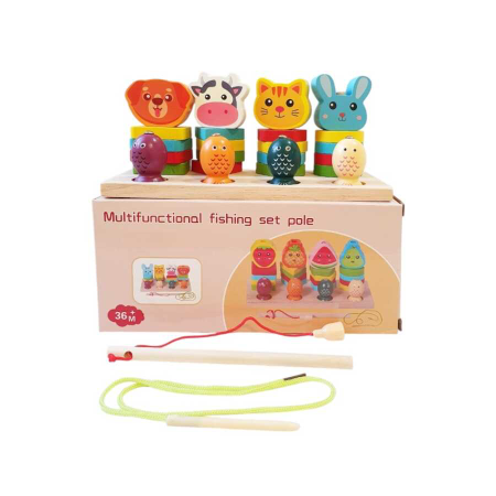 لعبة المهارات الصغيرة الخشبية (ألوان ،صيد وترتيب)