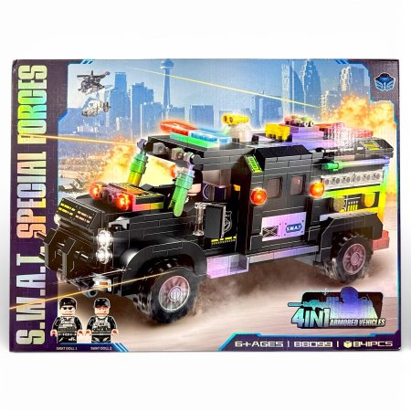 لعبة تركيب قوات التدخل السريع S.W.A.T –(841 قطعة) مركبات مدرعة 4 في 1