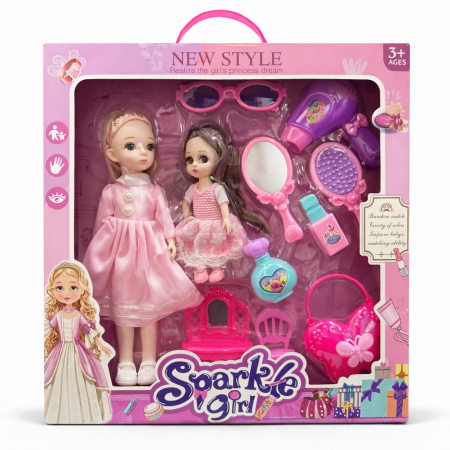 طقم دمى الأميرة مع إكسسوارات التجميل