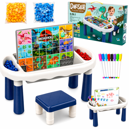 طاولة بازل الديناصورات التعليمية 6 في 1 (puzzle block table )