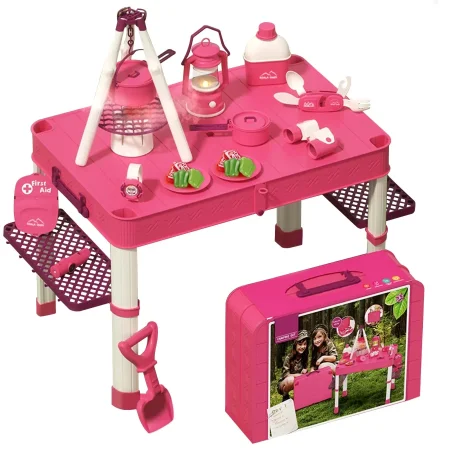حقيبة التخييم للأطفال – طاولة مغامرات مع أدوات الطبخ والتخييم