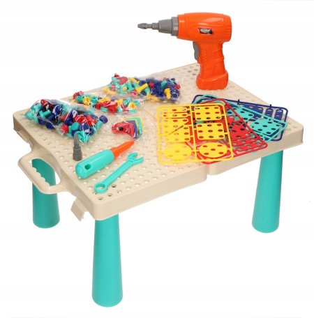 طاولة تركيب وبراغي مع دريل كهربائي