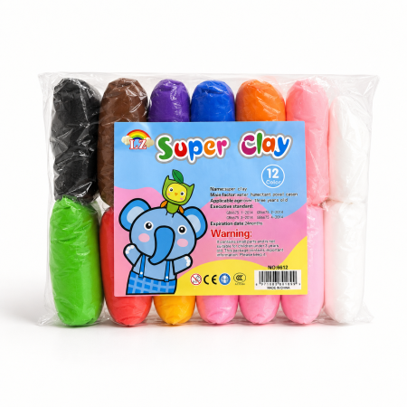 ملتينة نظيفة وناعمة للأطفال ١٢ لون ( super clay )