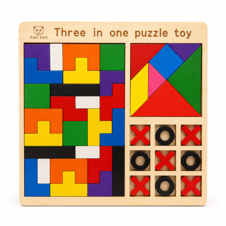 لعبة 3 في 1 الخشبية التعليمية – Three in One Puzzle Toy