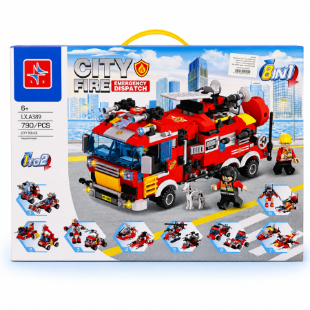 ليجو سيارة الاطفاء 8 في 1 (790قطعة) (8-in-1 City Fire Building Blocks)