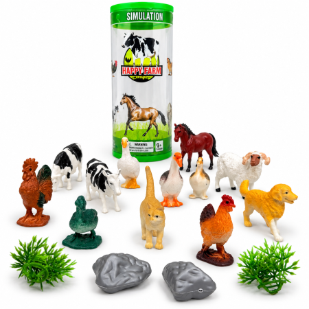 مجموعة حيوانات تعليمية  – Farm & Wild Animals Toy Set