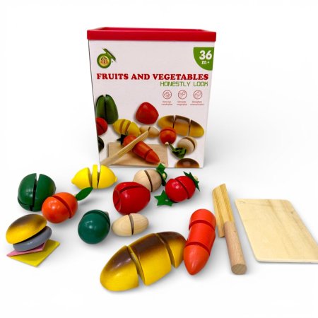 لعبة تقطيع الطعام الخشبية